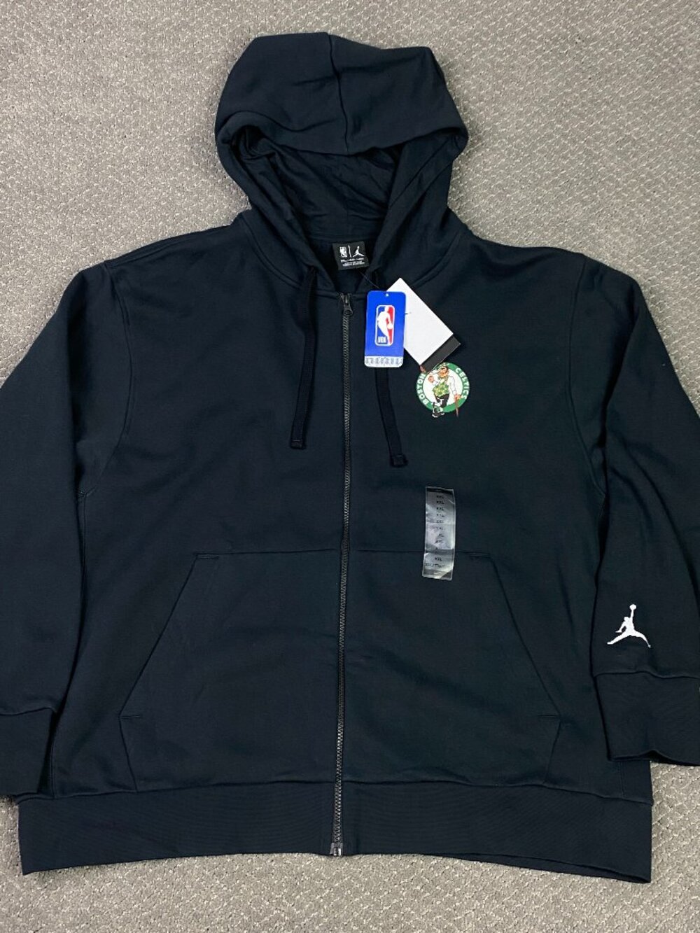 Nike Jordan Boston Celtics Hoodie Mens XXL Black Full Zip NBA Basketball NEW